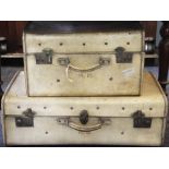 Two vellum travelling cases, each initialled R.G, 50.