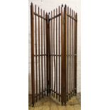 A late Victorian mahogany three fold screen,