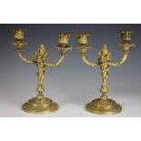 A pair of 19th century ormolu twin branch candelabra,