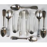 A set of six fiddle and shell pattern teaspoons, Thomas Sewell, Newcastle 1861, monogrammed 'AB',