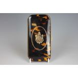 A 19th century gold inlaid tortoiseshell cigar case,