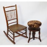 A Victorian walnut adjustable piano stool,