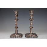 A pair of Old Sheffield Plate Candlesticks By T & J Creswick, Sheffield, circa 1820,