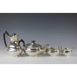 A silver four piece tea service, Viners Ltd, Sheffield 1959,