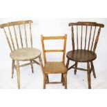 A beech and ash country kitchen chair, with circular seat,