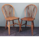 Five 19th century beech and ash country kitchen chairs,