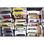 A collection of die-cast model cars and vehicles, many Lledo Days Gone models,