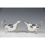 A pair of silver plated sauce boats by Butt & Co Chester,