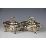 A pair of Old Sheffield Plate William IV two handled tureens and covers,