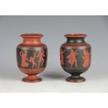 A near pair of red stoneware vases 19th century, after the antique,