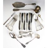 A collection fiddle and thread pattern cutlery, 800 standard and others, to include; six forks,