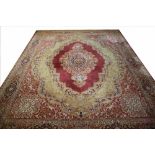 A machine woven wool carpet,