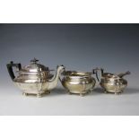 A George V silver three piece tea service, James Deakin & Sons, Sheffield 1919,