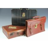 A gentleman's tan leather document case, with brass clasp (no key),