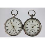 Two keywind silver pocket watches,