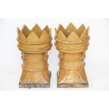 A pair of Victorian salt glazed stoneware crown top chimney pots, 63cm,