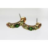 A pair of stone set hoop earrings, set with five stones including citrine, peridot,