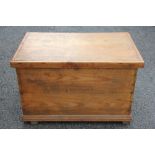 A pine blanket box, on plinth base, 62cm H 98cm W x 60.