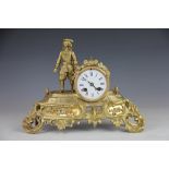 A 19th century French gilt brass eight day mantel clock,