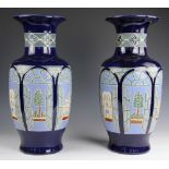 A modern pair of continental vases, baluster form,