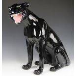 A large Continental pottery model of a panther, affectionately known as Boris,