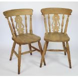 A part set of nine pine kitchen chairs,