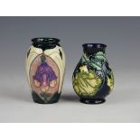 A Moorcroft Fox glove and Lilly pattern vase, impressed and painted marks '93', 10.