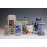 A collection of German stoneware vessels, to include a Westerwald example 24cm high,