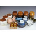 A collection of vintage storage jars and ceramics, to include; three Hornsea 1977 storage jars,