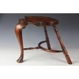 A Stuart Lindford elm and ash three leg stool,