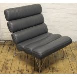 A pair of Kenneth Bergenblad for Dux Spider chairs, Swedish, blue-grey leather with chrome frames,