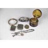 A selection of small silver, to include; A Victorian Albertina with tassels and decorative beads,
