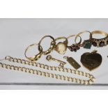 A collection of 9ct gold jewellery, to include; a 9ct gold fancy link bracelet,