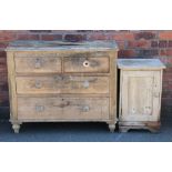 A pine chest, of two short an two long drawers, on turned legs, 176cm H x 83cm W,