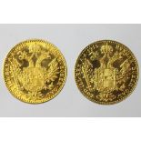 Two Francios I Austrian gold ducats,