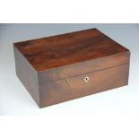 An early 19th century mahogany work box, with compartmented internal tray, 13.