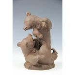 A Meissen Bottger stoneware model of two bear cubs, 20th century,