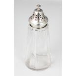 A George V silver mounted cut class sugar sifter, Walker & Hall, Sheffield 1910, 16.