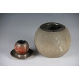 A silver mounted composition stone spill vase and match strike, Adie Bros, Birmingham 1925, 13cm,