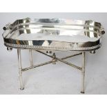 A modern silver plated coffee table,