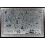 'The Royal Geographical Society Silver Map' of the world, limited edition, 925/1000, John Pinches,