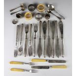 A part set of early Victorian silver knives and forks with ivory handles, Sheffield 1837,