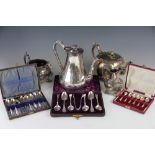 A Victorian silver plated melon shaped three piece tea set, by Shaw and Fisher Sheffield,