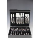 A Viners silver plated canteen of Art Deco style flatware, in original case and cardboard box,