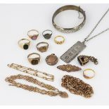 A selection of gold and other jewellery,