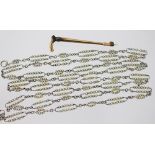 A seed pearl set white metal chain, with lozenge shaped links set throughout with seed pearls,