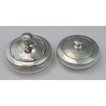 Two silver topped dressing table, powder jars,