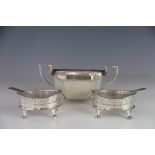 A George V silver twin handles sugar bowl, Viners Ltd, Sheffield 1933, 6.