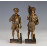 After A J Garnier, a pair of bronze figures,