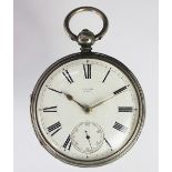 A Victorian silver cased, open face pocket watch, the white enamel dial marked 'M.